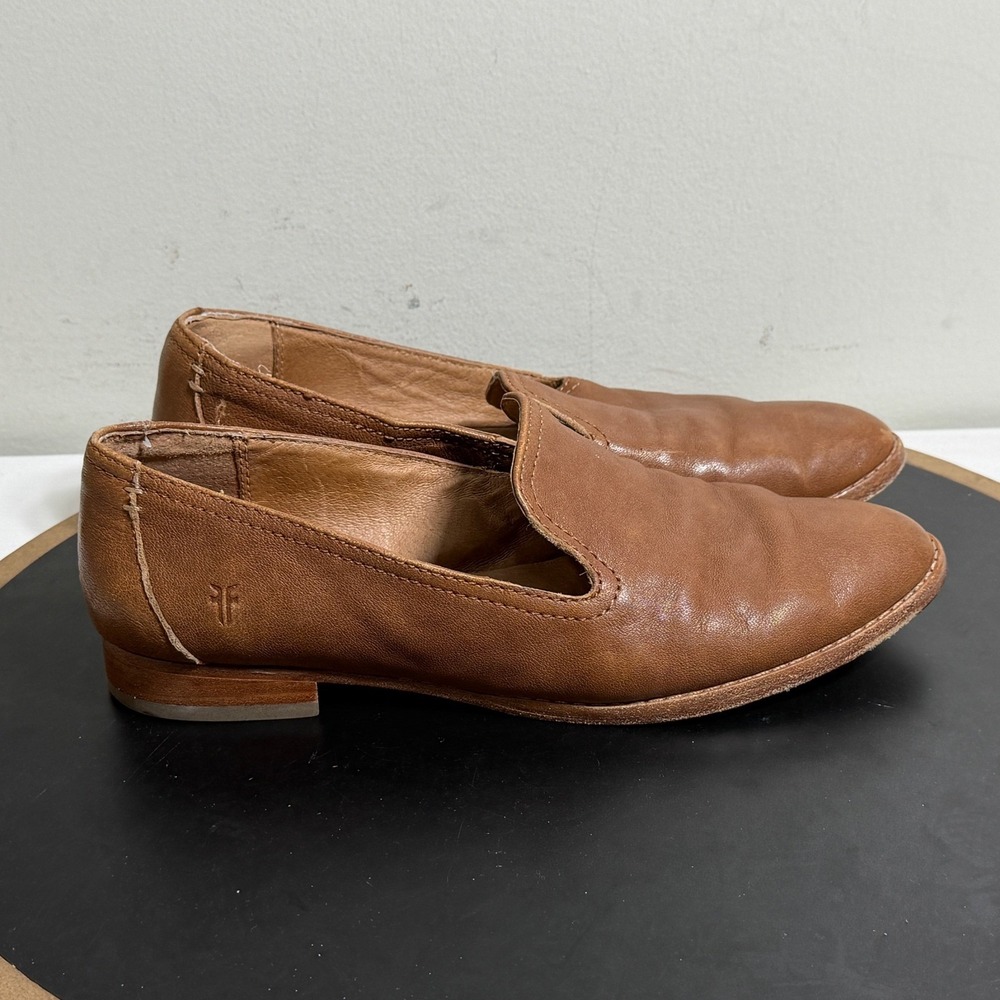Frye Loafers Women 6.5M Brown Leather Slip On Flats Casual Classic Summer